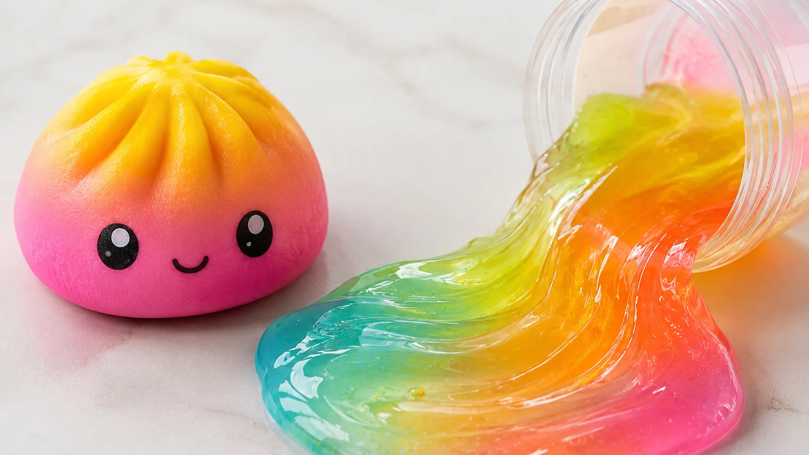 squishy 擠壓玩具與彩色「鬼口水」